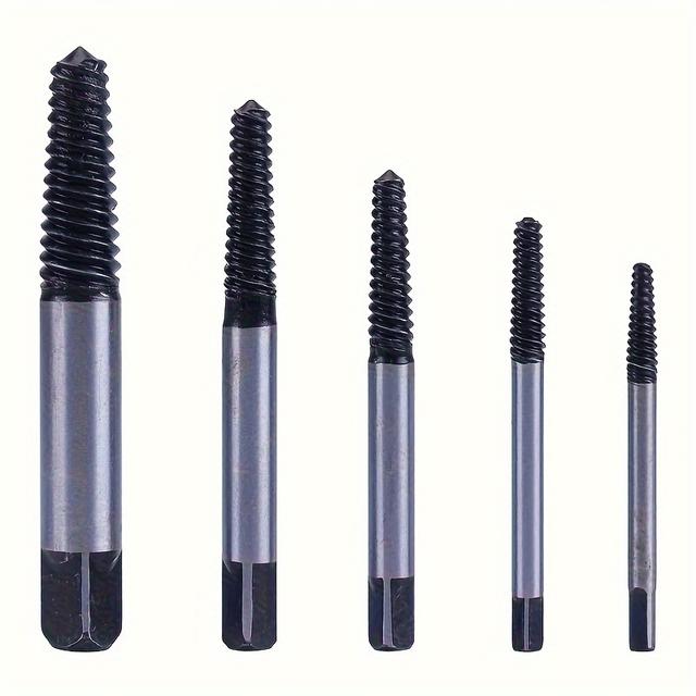 TEMU Nut Extractor Set 5pcs Bearing Steel Broken Screw Drill Bit Guide Remover Household Water Pipe Wire Removal Metal Tool