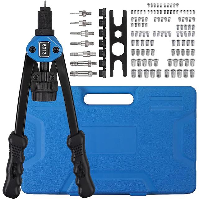 TEMU 160pcs Hand Rivet Nut Tool Kit With 13" Long Handles, Includes 7 Metric Mandrels And Rivet Nuts From M3 To M12 - Metal