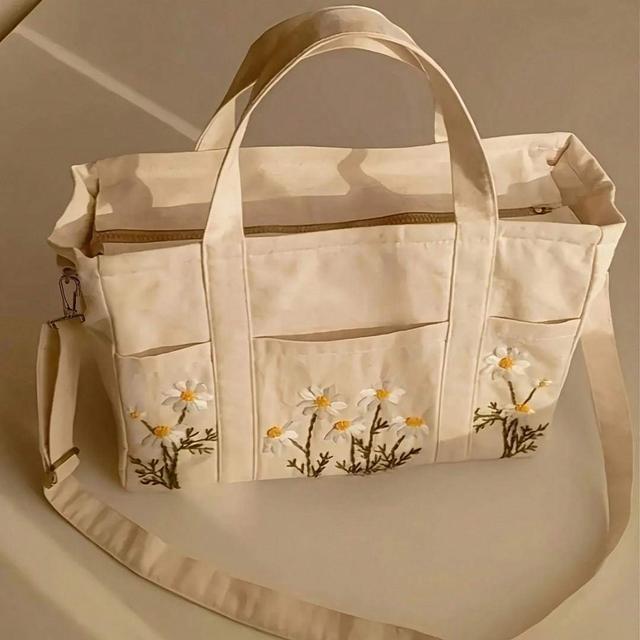 TEMU A New Style Mommy Bag Featuring A Floral , Multiple Pockets, And An Adjustable Shoulder Strap, Reinforced As A Crossbody Bag With Stylish, Neat Stitching And Lining