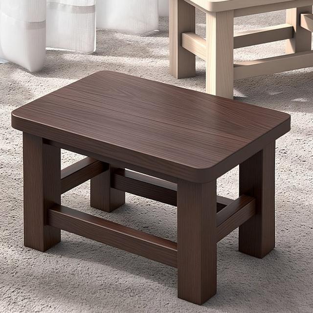 TEMU ウッドスツール - 頑丈なハードウッド構造、コンパクトなスクと頑丈な脚 - リビン、玄関、エドルーム用のルブラウン木製ベンチ - 多機能シューズングベンチ、コーヒーテーブル、またはツール - 小さなスペースに適した省スペース家具 - 組み立て不要 - モダンファームハウス、スカンジナビア、に最適 - 頑丈で安定したフロアシート - レトロ日本風の滑らかな磨き上げられた表面のロー座席