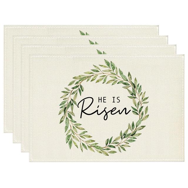 TEMU 1set Easter Placemats 12x18 Inch, Wreath Table Mats For , Dining And Decor