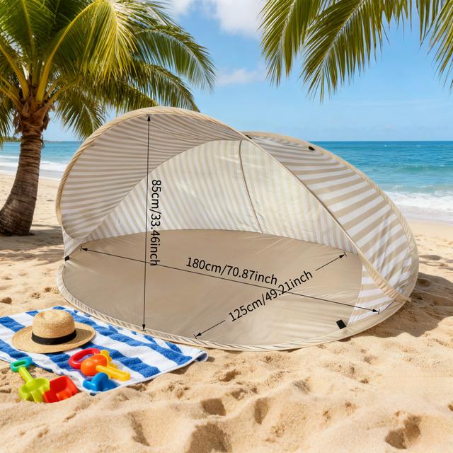 TEMU 2-second Quick Opening 2-person Beach Tent! No-setup Beach Shelter, Portable Quick-open Sunshade, Easy Outdoor Canopy For Beach, Picnic, Park, Camping,