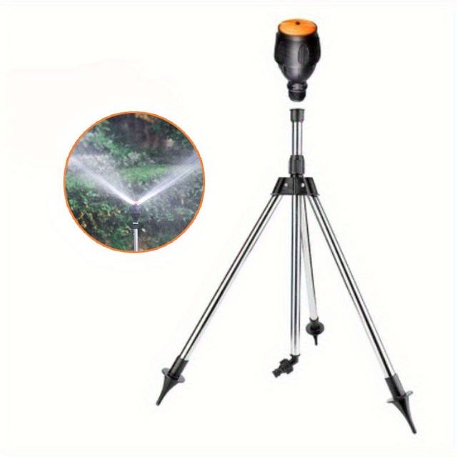 TEMU Adjustable 360° Rotating Sprinkler Head With Telescopic Tripod -, Ideal For Lawn And Garden Watering, Vehicle Cleaning, Silent Operation, Drip Irrigation System, Agricultural Irrigation Equipmen
