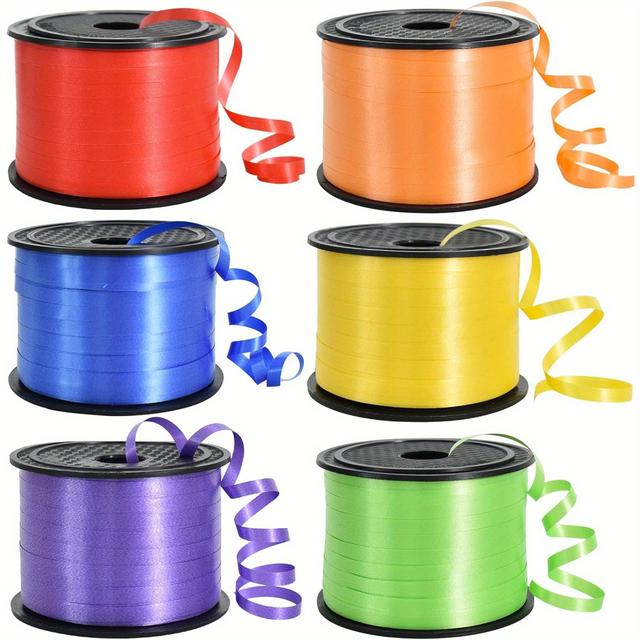 TEMU 6 pièces de ruban à boucles , total de 600 , ficelle à ballons pour décoration, emballage cadeaux, et nœuds pour Pâques, Noël, An, anniversaires et fournitures de cadeaux