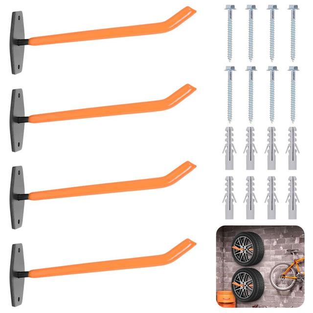 TEMU 4 Stück Auto-Reifen-Wandhalter-Befestigung Reifenrimmen-Haken-Baumregal-Befestigung