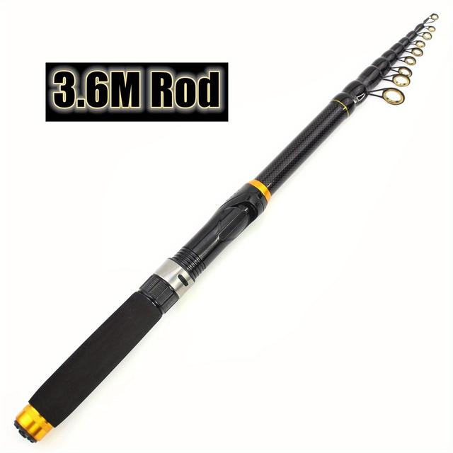 TEMU -3.6m Fiber Fishing Rod Compact And Portable Spinning Rod For Lure Fishing, Telescopic Design For Carp And Trout, Ideal For Beach Fishing