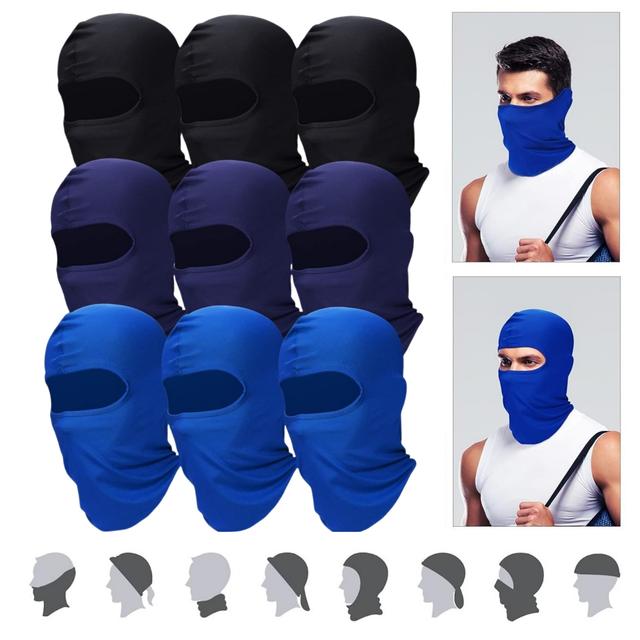 TEMU 9pcs Cycling Hat, Full Face Cover Mask, Uv Sun Protection Cooling Balaclava, Neck Gaiter Clothing Scarf Outdoor Ski Windproof