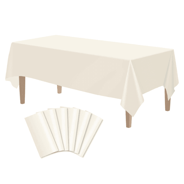 TEMU Set Of 6 Beige Apricot Plastic Table Covers Measuring 54 By 72 Inches, Perfect For Disposable Use At Events Like Parties, Banquets, Weddings, Birthdays, Anniversaries, And Themed Decorations