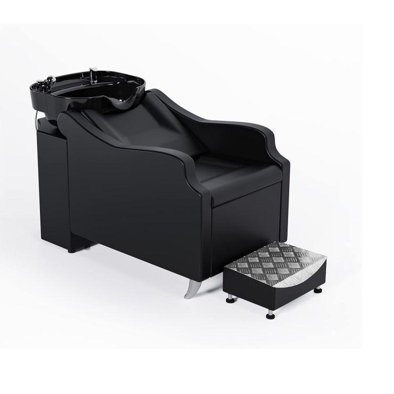 TEMU Omysalon Shampoo Unit With Large Porcelain Bowl, Salon Sink Hair Wash Chair Shampoo Station, Barbershop Massage Hairdressing Equipment