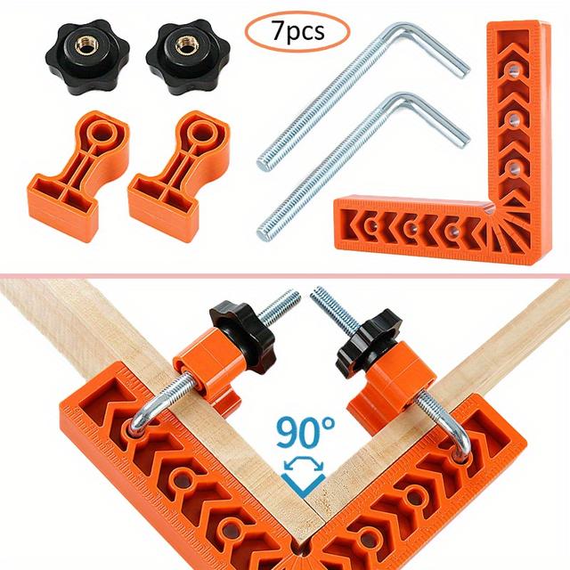 TEMU 7pcs 90-degree Precision Right Angle Clamp Set, Suitable For Woodworking, Picture Frames, Boxes, And Drawers - Durable Abs Construction ( Of 7 Components)