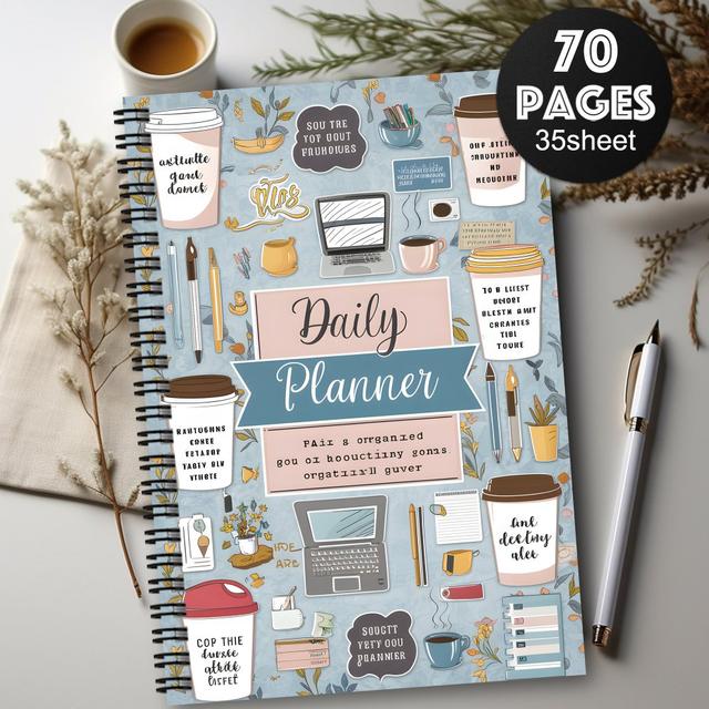 TEMU 1pc Of Aesthetics Daily Planner Spiral Notebook - Vintage For Work And Study, To-do List Calendar Notebook Featuring , Personal Organizer For