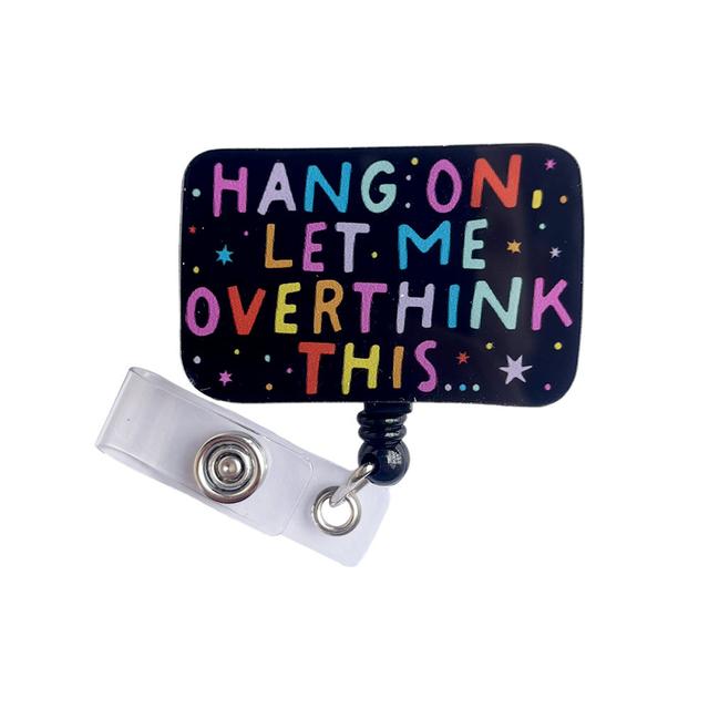 TEMU 1pc Acrylic Retractable Id Card Holder Reel - "hang On This" Nurse Hospital Badge Holder With Lanyard, Office Accessory, English Text
