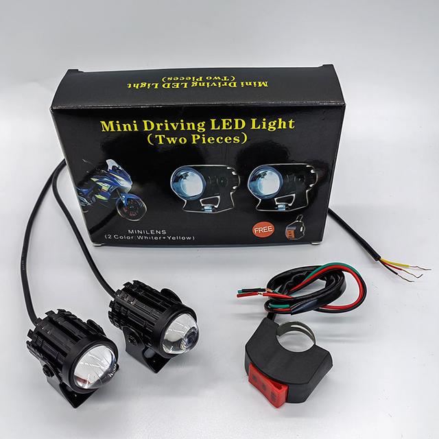 TEMU 1 Set Motorcycle Led Light - With Switch, Yellow And White High Brightness Lighting Mini Auxiliary Light Suitable For Cars, Motorcycles And Electric Vehicles.