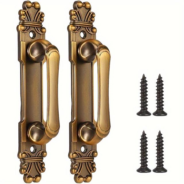 TEMU Set Of 6 Vintage Style European Metal Door Handles - Shiny Cabinet Pulls With Included Installation Tools