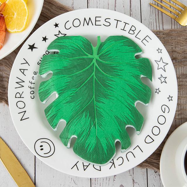 TEMU 20pcs Of Shaped Napkins With New Colorful Printed Designs Featuring Leaves, Perfect For Decorating Kitchen Tables