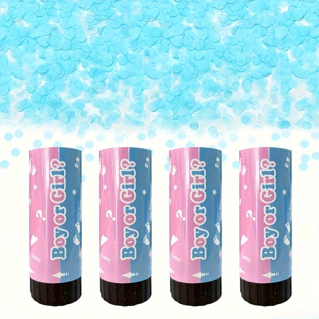 TEMU 4/8 stuks Blauw Roze Gender Reveal Confetti Kanonnen, Geschikt voor Bruiloft, Bridal Shower, Verjaardagsfeest, Doopfeest, Jongens- en Meisjesdecoraties, Tafeldecoraties, Podiumaccessoires