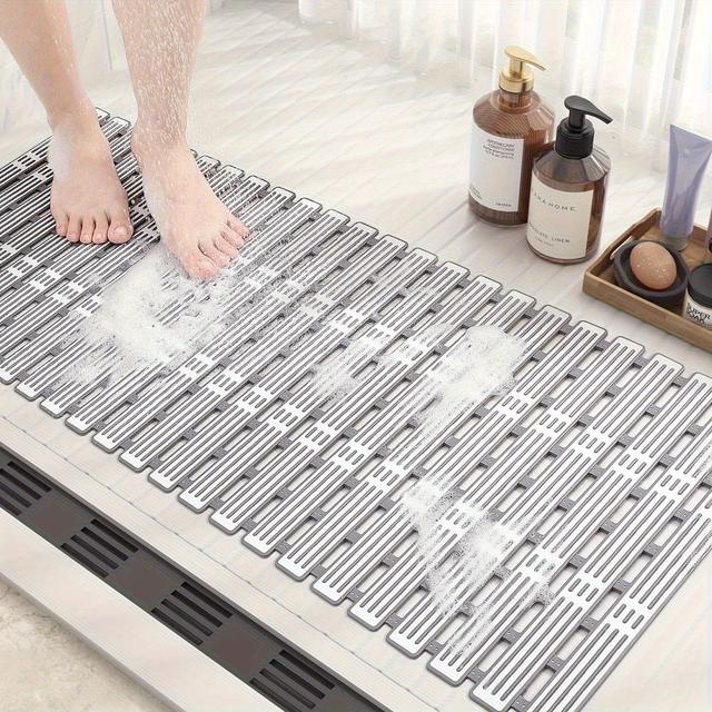 TEMU 90*40cm Shower Mat With Non Slip Surface 216 Suction Cups Machine Washable Bathroom Bathtub Laundry Room