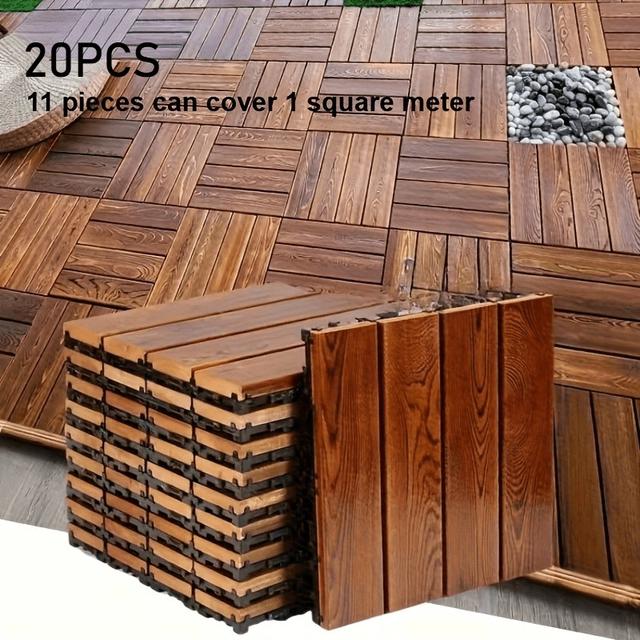 TEMU 20 piezas GRAND LINE Baldosas de Madera Premium para Piso - Autoadhesivas, Interconectables, para Exterior, Patio, e Interior, Color y de Madera
