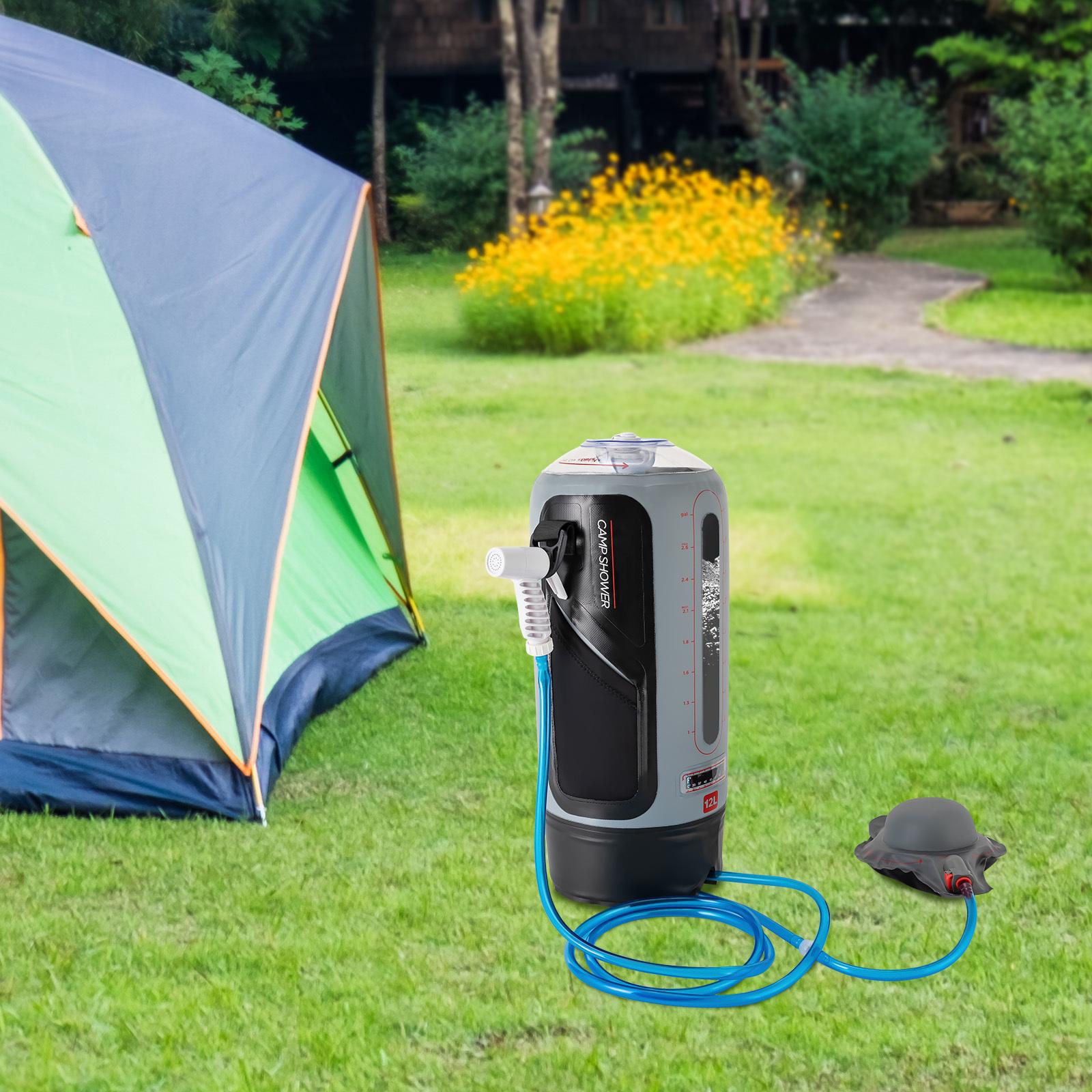 TEMU Ducha de portátil a presión de 3 galones | Material de PVC, marca OUKANING, ideal para duchas al , camping, senderismo y viajes a , con bomba de aire para una de limpieza refrescante en cualquier