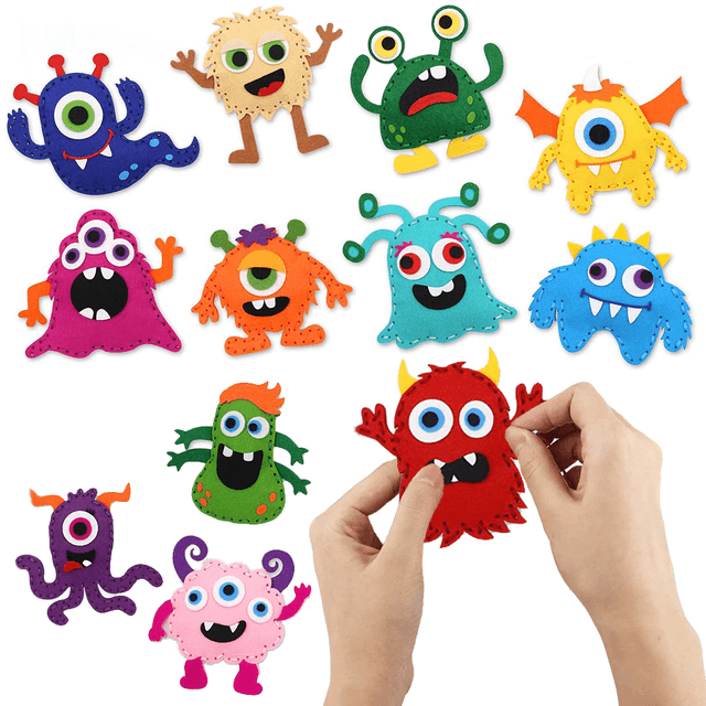 TEMU Kit de Couture Petit DIY - Ensemble d'Artisanat Facile pour Débutants avec Ornements en Feutre Pelucheux, Matériaux Colorés