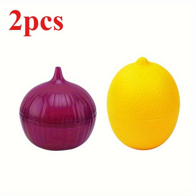 TEMU Set Plastic Food Savers 2pcs/1pc, Lemon & Onion Shaped, Multipurpose, Freezer Safe, , Hand Wash, No Electricity Needed, Durable Plastic Storage Containers That Keep Things Fresh And Organized