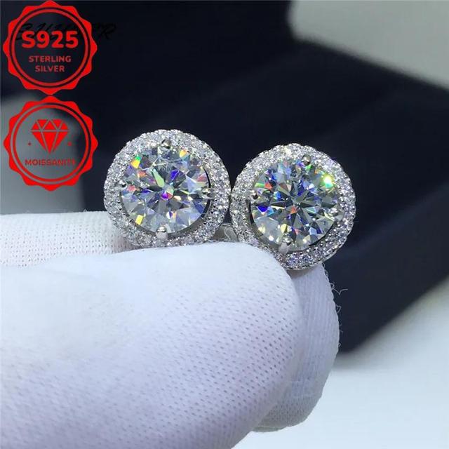 TEMU S925 Silver Moissanite Earrings, Fashionable Classic Luxury Earrings, Birthday Anniversary Halloween Christmas Gift, Valentine's Day Gift, Suitable For Women To Wear