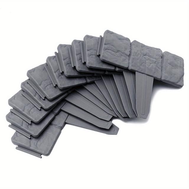 TEMU 2. 5m Polypropylene Lawn Edging, Stone Facade, Garden Fence, Bed Frame Decoration, Each Unit 25x23x1cm, Pack Of 10