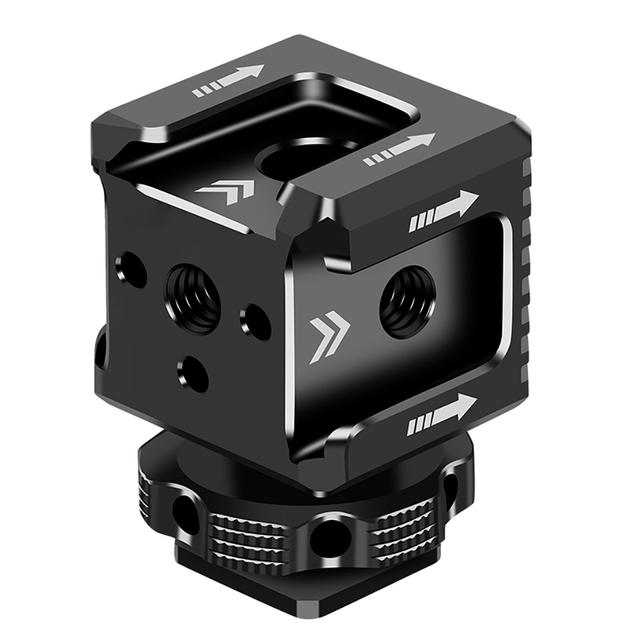 TEMU Adaptador de montaje de zapatos fríos triple, monitor, montaje de zapatos calientes, extensión, asiento, micrófono, relleno de luz, soporte, metal para kit de jaula de cámara DSLR