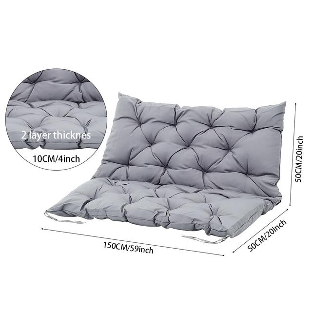 TEMU Cozy 3-person Outdoor Swing Seat Cushion - Non-slip, Quilted Polyester In Light Grey, 59"x39" - Ideal For Patio Rocking Chairs, Hand Washable, Outdoor Chair Cushions