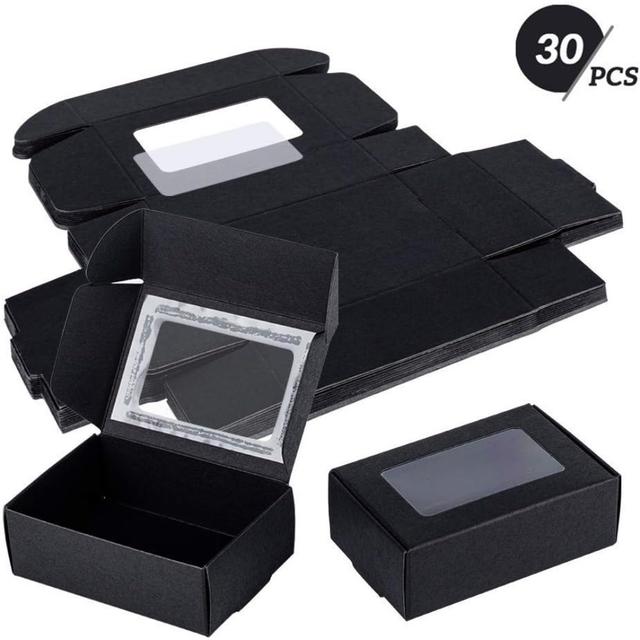 TEMU 30-pack Paper Boxes With Clear Window, Rectangle Presentation Packaging For Gifts, Treats, And Party Favors - 6.2x8.7x3cm