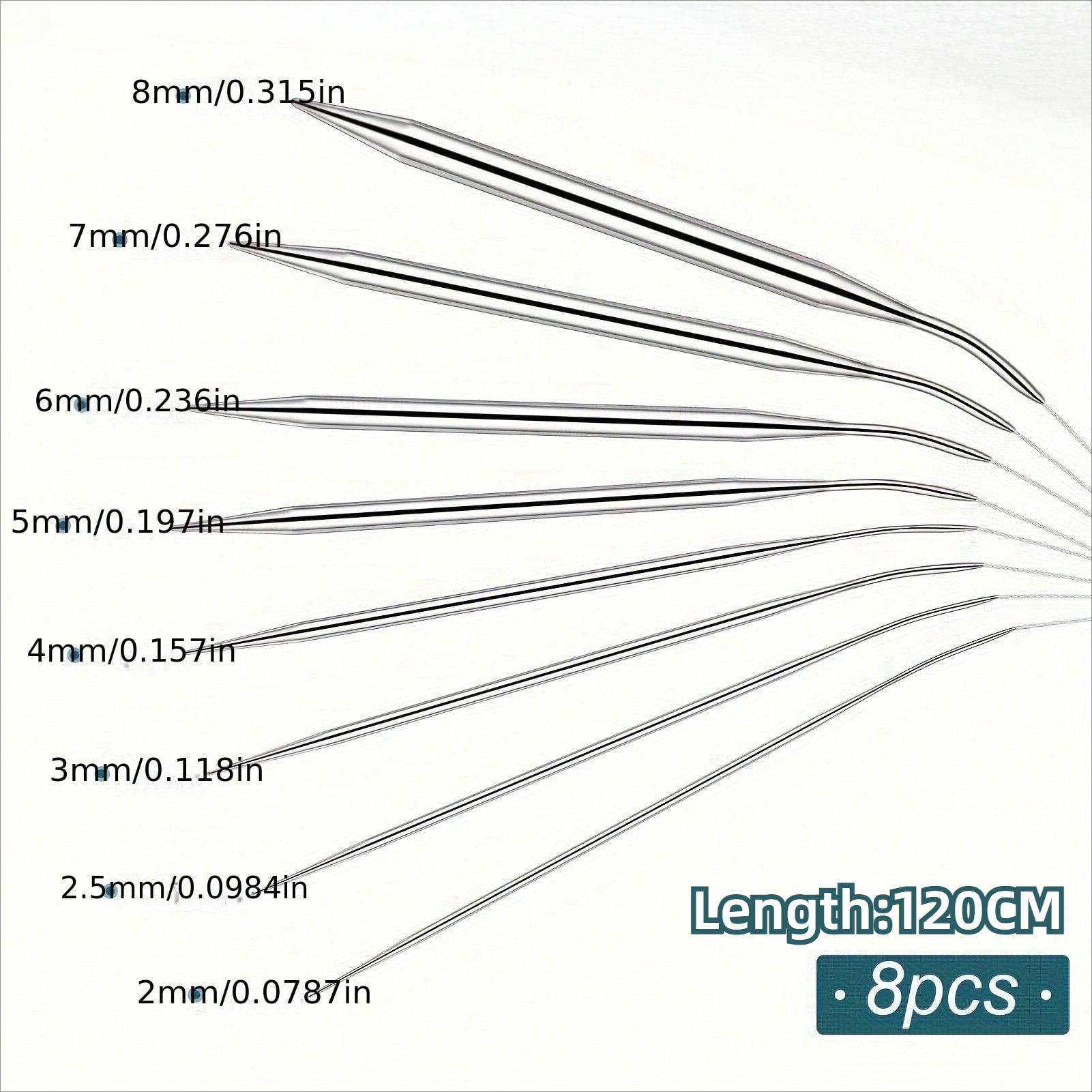 TEMU Professional 8pcs Stainless Steel Knitting Needles Set - Versatile, Smooth, -grip, Circular Weaving Essentials