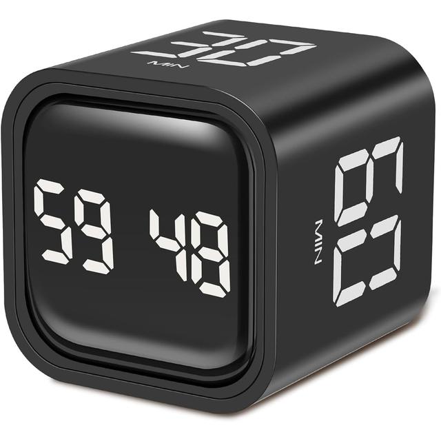 TEMU Adjustable Cube Timer - 5/10/30/ , Settings - Pause, , Silent, Vibrate & Sound Alarm For Work, Study, Kitchen And Time Manasynthetic Gemstoneent