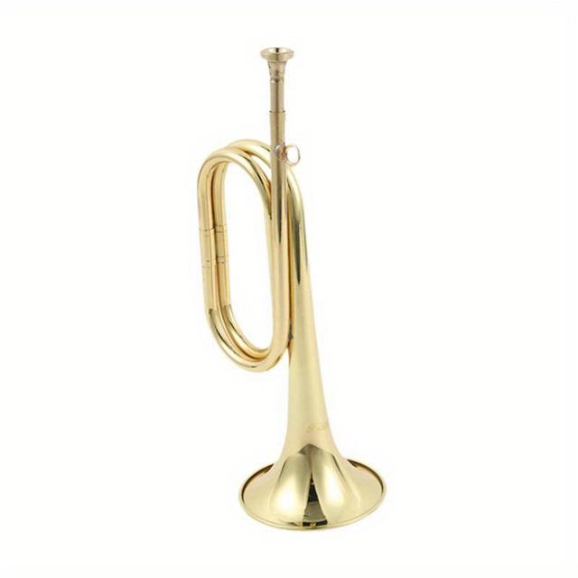 TEMU Trumpet Music Instrument Blowing Bugle For Beginner Golden