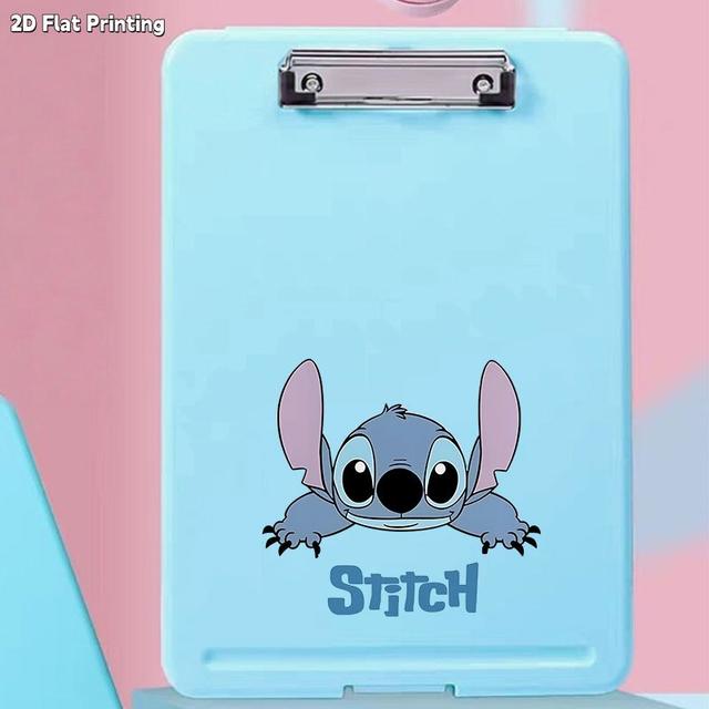 TEMU 1 Contenedor de almacenamiento de archivos, Carpeta de clipboard con diseño de personaje azul de Disney, Organizador de documentos A4 portátil, Material escolar y de oficina