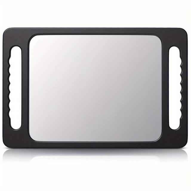 TEMU Large Hand Mirror With Double Handle Salon Haircut Mirror With Double Handgrip