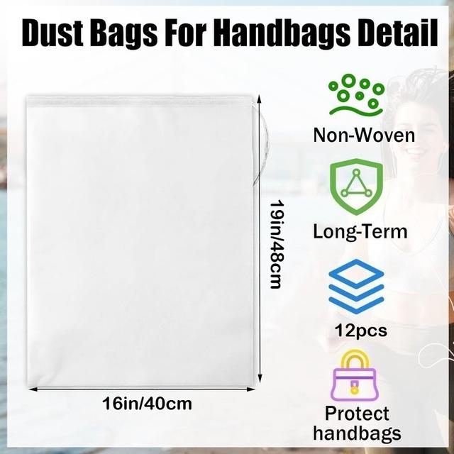 TEMU 12pcs Dust Bags For Purses And Handbags 16 X 19 Inch Non Woven Breathable Drawstring Storage Bags For Shoes Boots Travel Closet Organizer