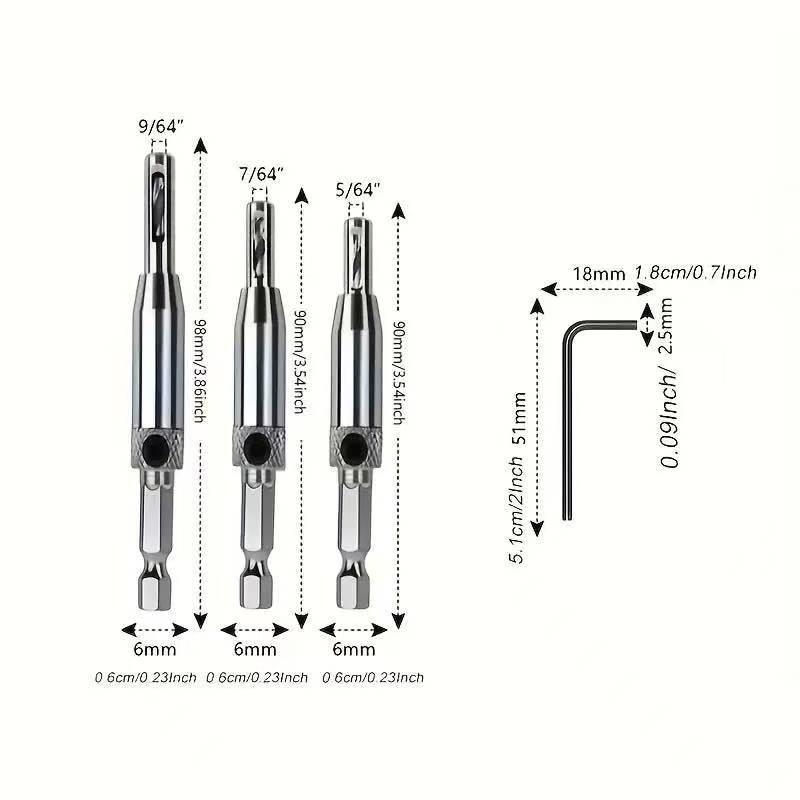 TEMU 4pcs Steel Drill Bit Set - Precision Woodworking With Automatic Positioning, Metal Construction For & Cabinet , Woodworking Tools