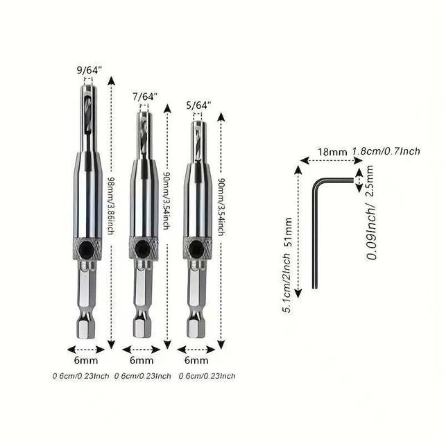 TEMU 4pcs Steel Drill Bit Set - Precision Woodworking With Automatic Positioning, Metal Construction For & Cabinet , Woodworking Tools