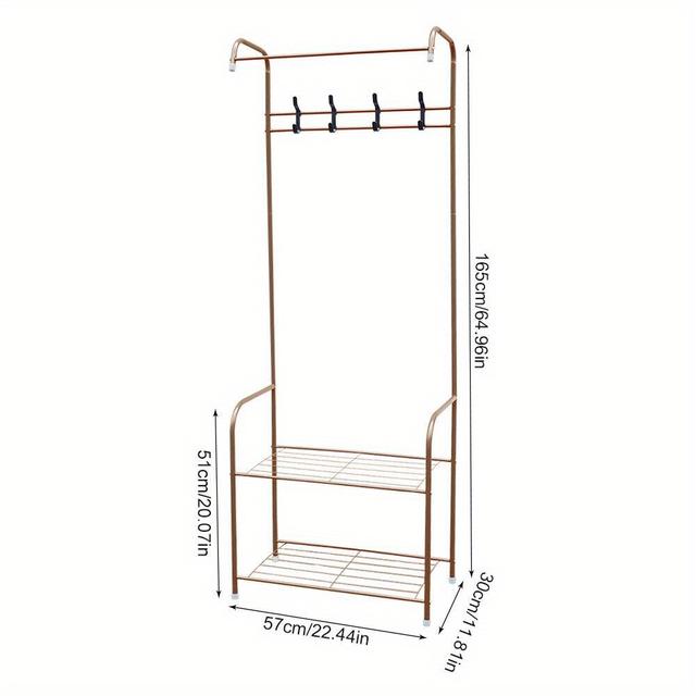 TEMU Appendiabiti in metallo 67 x 30 x 165 cm, appendiabiti da terra per camera da letto, appendiabiti in metallo con ganci per cappotti, scarpiere, borse e