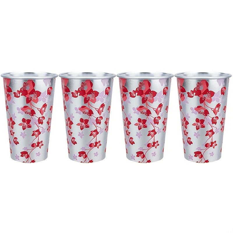 TEMU 4点セット 色が変わる花びら型アセット な花びらビールカップ 色が変わるジュースカップ 楽しいウォーターカップ キャンプ/レ/バー/クリスマスギフトに 450ml/15.21oz