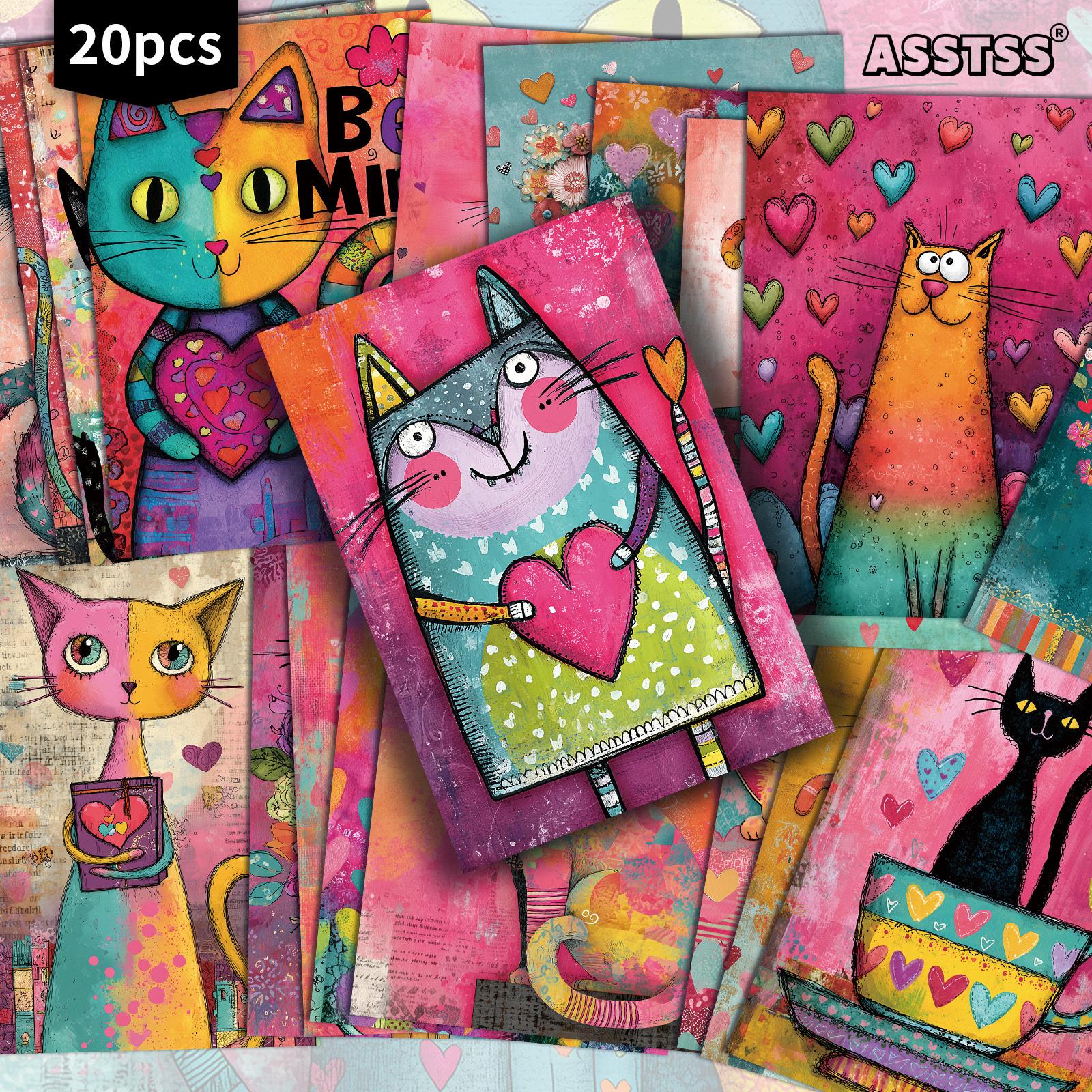 TEMU 20er-Pack ASSTSS Retro--Karten – Vintage-Junk-Journal-Papiere mit klassischen 4x6 Sammelkarten-Illustrationen, geeignet für Scrapbooking, Basteln & Valentinstagsgeschenke
