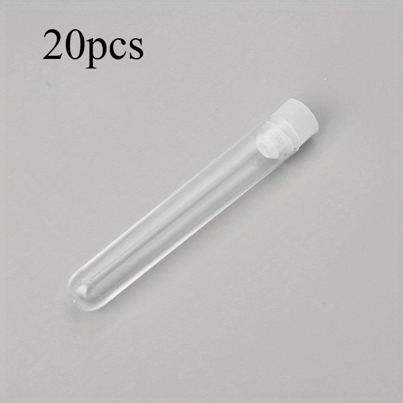 TEMU 20pcs, Plastic Test Tube, Transparent Plastic Round Bottom, Hard Test Tube Laboratory