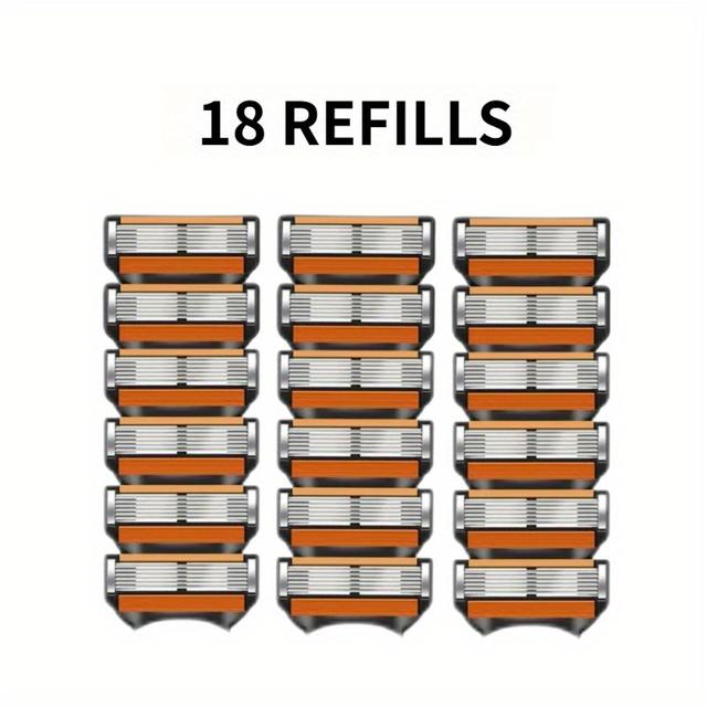 TEMU 18pcs 6-layer Stainless Steel Safety - Replaceable , Blade Replacement Kit For Men's Shaver, Shaving Accessories | Stainless Steel Blades | Durable , Shaving Supplies