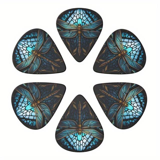TEMU 6-pack Dragonfly Guitar Picks Set, Abs Material, Durable & Stylish, For Acoustic, Electric, Bass, Ukulele - Ideal For Musicians, Anniversary, Birthday, Christmas Gift