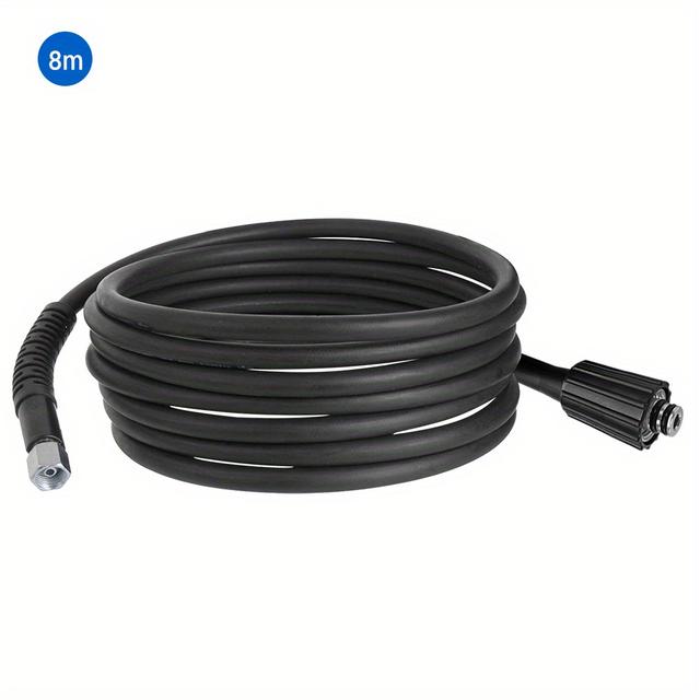 TEMU 5800psi 14mm High Pressure Power Washer Hose Jet Washer Spray Hose M14 X M22 Thread 26ft For Cold Suitable For Connecting M14 Spray To Regular Pressure Washers With Screw-on Fittings