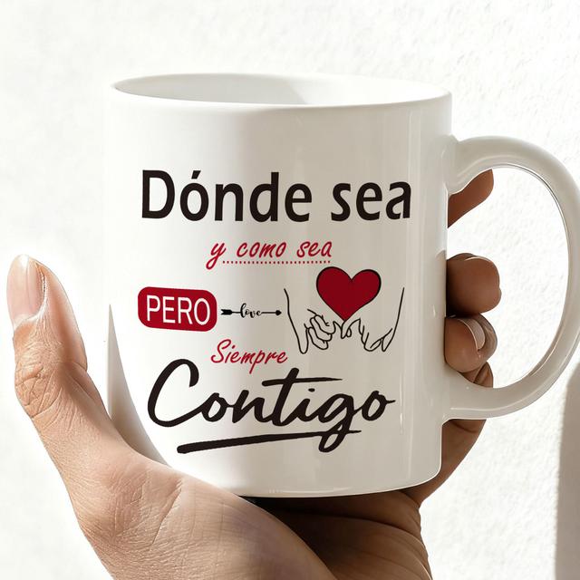 TEMU Una taza de cerámica blanca de 11 oz con una de que manos sosteniendo un , en lados. regalo para es para cualquier ocasión, incluyendo de San Valentín y aniversarios, ideal para y esposas.