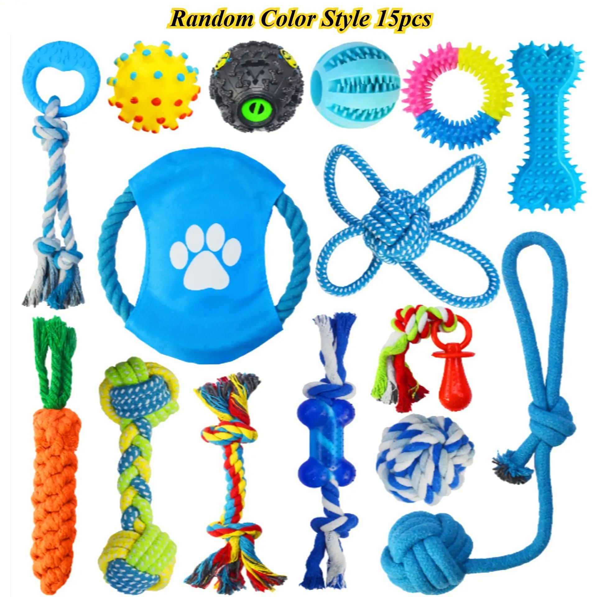 TEMU 15pcs Durable Dog Toy Set, For Pull Ball And Chew Stick, Unbreakable Rubber Chew Stick, Suitable For Strong Chewers, Interactive Puppy Chew Toys