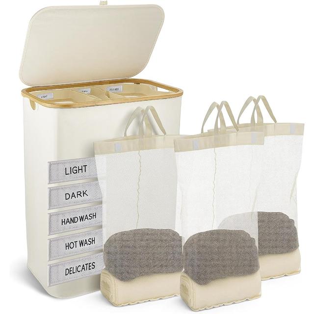 TEMU Oversized Laundry Hamper With A Lid, In 60l And 160l For Soiled Garments, Featuring Detachable Laundry Bags, Perfect For Bedrooms And Laundry Areas, Laundry Baskets