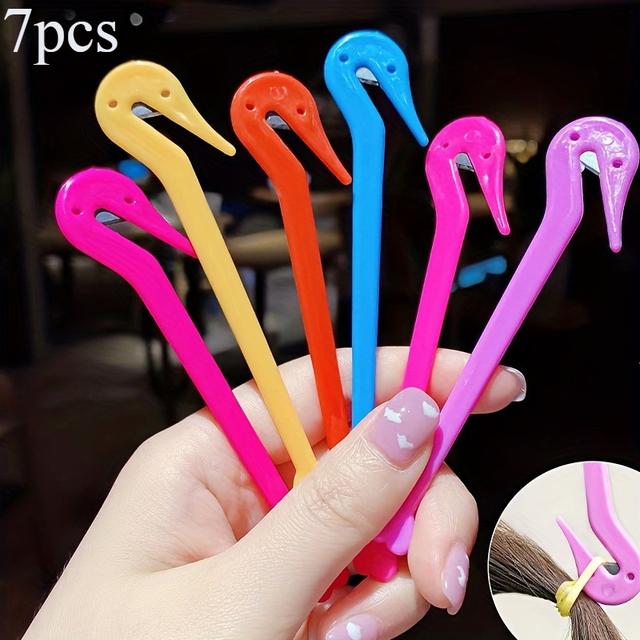 TEMU Colección de 7 instrumentos diseñados para eliminar las elásticas de un solo uso, con un cuchillo compacto para el cabello