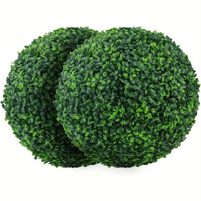 TEMU 2 pièces Boules Décoratives en Bois de Buxus Artificielles de 28 cm/40 cm pour Jardin, Balcon, Mariage et Décoration Maison